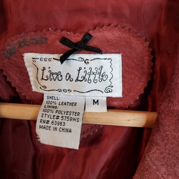 Live a Little Suede Leather Jacket Women's M Rose Pink Snap Front Lined Y2K VTG - Picture 5 of 16